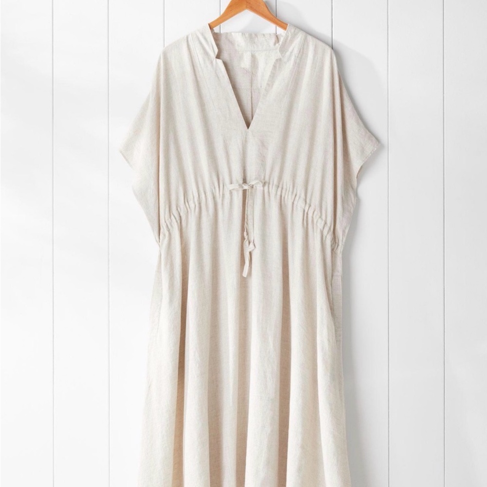 Serena & Lily Linem Beach House Dress/Kaftan OS NEW never worn cream color